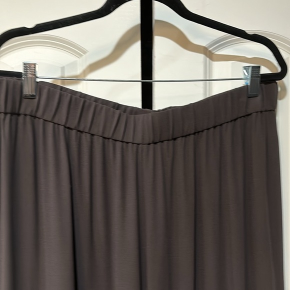 NWOT Eileen Fisher, dark brown silk Georgette short poncho/Palazzo pants - Picture 7 of 11